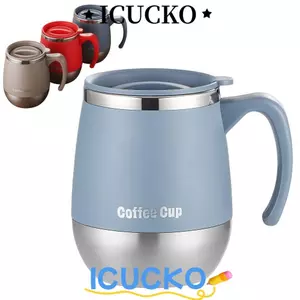 Cốc cà phê ICUCKO, có nắp giữ nhiệt chân không, Cốc nước nóng / lạnh cầm tay bằng thép không gỉ 500ML cách nhiệt