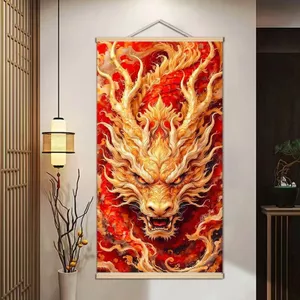 May Mắn Rồng Vàng Chắc Chắn Tranh Gỗ Mới Phong Cách Trung Hoa Lối Vào Hành Lang Dọc Tranh Trang Trí Quốc Gia Hợp Thời Trang Năm Rồng Nhà Tranh Tường