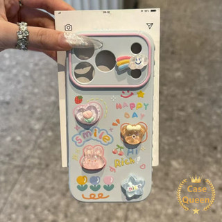 Ốp Lưng Tương Thích Cho IPhone 17 16 11 15 14 13 12 Pro Max XR X XS Max AIR 7 16 8 Plus SE Phim Hoạt Hình Gấu Hoa 3D Sang Trọng Gấu Hoa Bong Bóng Trái Tim