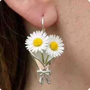 PYCOU DIY Bó Hoa Mặt Dây Chuyền Bông Tai, Trang Sức DIY Trang Sức Hoa Có Thể Chèn Bông Tai, Thời Trang Hàng Ngày Mặc Hoa Thả Bông Tai Nữ