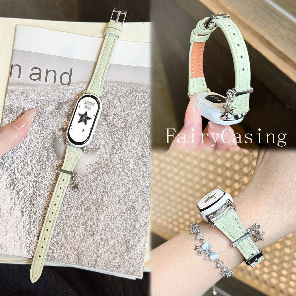 Dây đeo bằng da họa tiết Litchi cho Xiaomi Mi Band 10 9 8 7 6 5 4 3 cho Redmi Watch 6 5 4 Vòng đeo tay thay thế