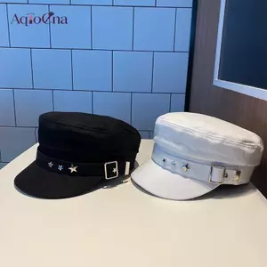 AqToCna Mũ Nồi Nữ Cotton Du Lưỡi Mũ Xuân Thu Đông Anh Retro Phong Cách Hải Quân Hàn Quốc Báo Họa Sĩ Mũ AqToCna