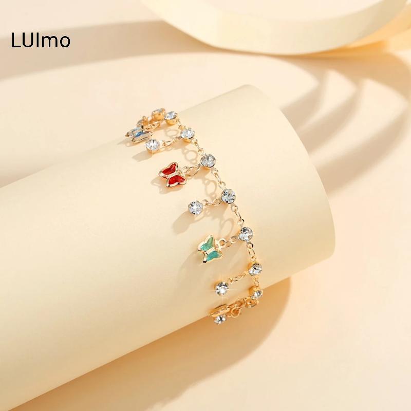 LUImo Thời Trang Màu Bướm Treo Kim Cương Mắt Cá Chân Dây Xích Dành Cho Nữ Bé Gái Lấp Lánh Kim Cương Giả Vòng Chân Hoàn Hảo Cho Mùa Hè Đi Biển Quà Tặng SBS