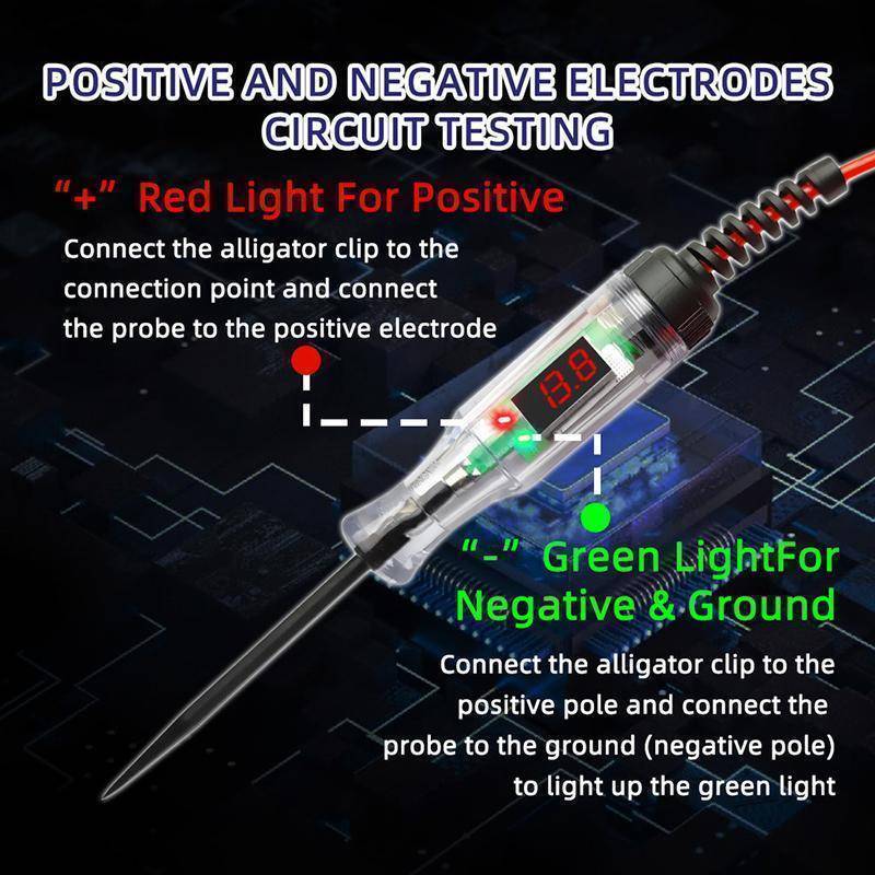 XUAN 3V 120V Bút kiểm tra mạch điện áp kỹ thuật số có màn hình LCD trong suốt Đầu dò thử nghiệm dài cho thợ điện Ô tô DIY và An toàn gia đình VN