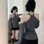 Đầu xuân dành cho nữ Phong cách mới Thiết kế thích hợp tinh tế Cổ dây Tính khí Áo sơ mi dài tay nữ tính Áo sọc quây gợi cảm