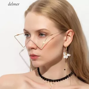 DELMER Kim Cương Giả Khung Kính Trang Trí Thanh Lịch Kính Mắt Trang Trí Kim Loại Bạc Cho Nữ Kính Khung