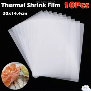 BRABRAA 3 / 5 / 10 Tấm Nhựa Thu Nhỏ, Màng Thu Nhiệt Mờ Mờ, Giấy Phim Nghệ Thuật Thu Nhỏ DIY Cho Đồ Dùng Handmade Làm Tiệc Deco