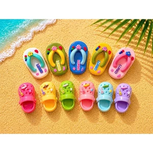 Set Charm Dép Biển Mùa Hè Kawaii Cao Cấp, Bộ Dép Tông & Dép Sục Mini Pastel Siêu Đáng Yêu, Summer Beach Collection