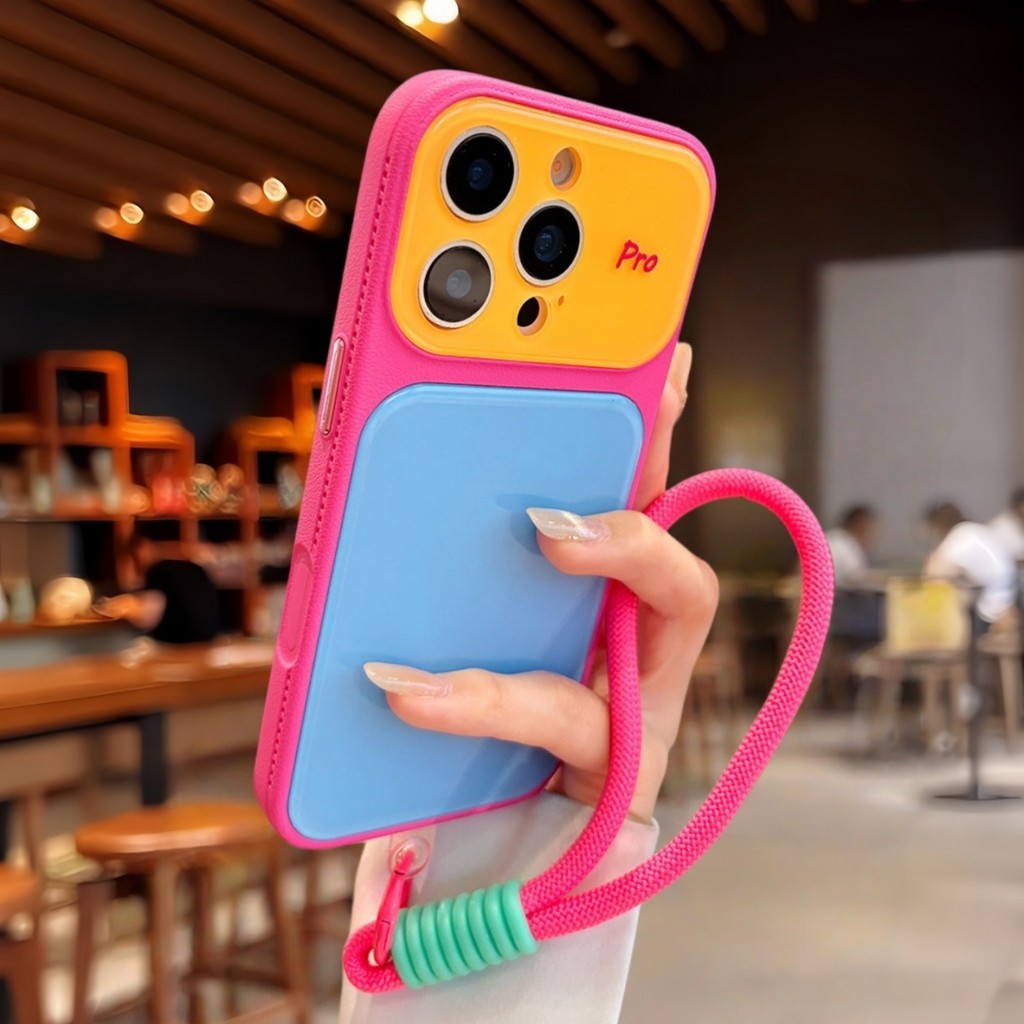 Dành Cho iPhone 17 16 15 14 13 Pro Max Viewport Lớn Matte Chống Vân Tay Vỏ Chống Sốc Dopamine Màu Tương Phản Vỏ Điện Thoại Có Dây Buộc