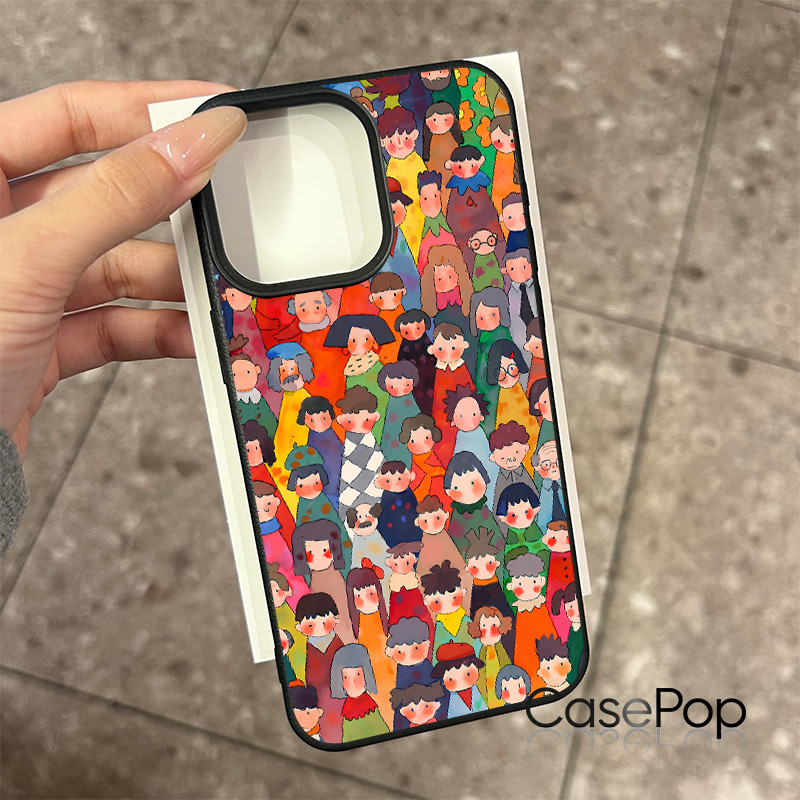 Ốp lưng cho iPhone 17 16 Pro Max 15 14 13 12 11 Đám đông khuôn mặt dễ thương