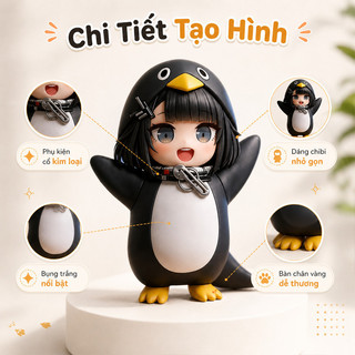 Mô hình chim cánh cụt nhỏ – Người quản trị chim cánh cụt, siêu dễ thương – Trang trí bàn học, bàn làm việc
