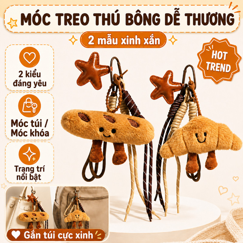 【SKISOPGO】Túi Phụ Kiện Dễ Thương Pháp Baguette Croissant Sang Trọng,Sáng Tạo Túi Trang Trí,Chuyền Người Bạn Quà Tặng