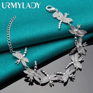 URMYLADY Bạc 925 Chuồn Chuồn Dây Chuyền Vòng Tay Nữ Tiệc Cưới Trang Sức Thời Trang