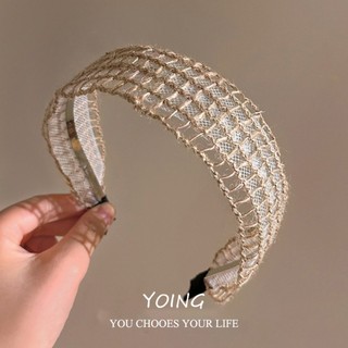 Yoing / Băng đô vành rộng bện ống hút phong cách ngày lễ phong cách mới