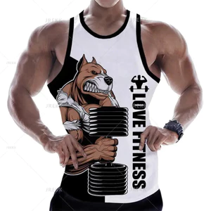 Love 3D In Hình Tank Top Unisex, Áo Vest Không Tay Chữ Động Vật Anime, Bông Tai Kẹp Thoáng Khí Mềm Mại