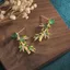 Quốc Gia Hợp Thời Trang Men Thủ Công Phong Cách Quốc Gia Cung Điện Bông Tai Retro Sườn Xám Hanfu Phụ Kiện Tự Nhiên Chalcedony Bông Tai Lá Tre Nữ 2026-6-1