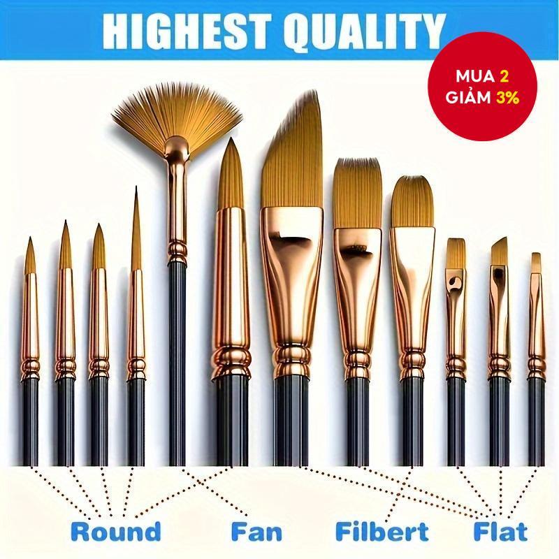 Nghệ Sĩ Chuyên Nghiệp Bộ Bàn Chải Dầu Acrylic Tranh Cao Cấp 12 Cái Dành Cho Học Sinh Họa Sĩ Ngày Lễ Quà Tặng Nghệ Thuật Tiếp Liệu