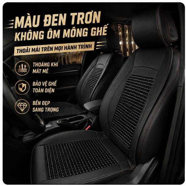 Lót ghế ô tô hạt gỗ mẫu trơn massage cao cấp – đệm ghế da chống nóng thoáng khí
