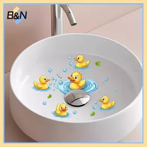 B & N Yellow Du PVC Phòng Tắm Treo Tường Chống Thấm Nước Có Thể Tháo Rời Decal Dễ Thương Cho Nhà Vệ Sinh Và Bồn Rửa Trang Trí Phòng Trẻ Em.