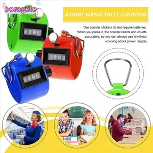 BORAGETE Tay Tally Counter, 4 Kỹ Thuật Số Không Cần Pin Cơ Clicker Counter, Máy Đo Chiều Cầm Tay Kim Loại Mini Di Động Clicker Huấn Luyện Chơi Golf