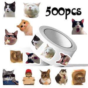 500 Miếng Dán Cuộn Mèo Dễ Thương Miếng Dán Cuộn Tự Làm Cô Gái Sổ Tay Quà Tặng Văn Phòng Phẩm Sổ Tay Trang Trí Băng 6.7