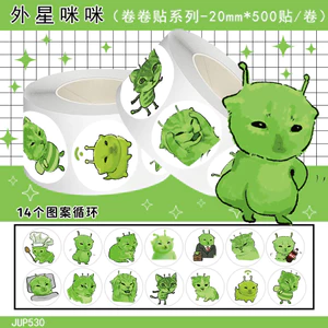 Người Ngoài Hành Tinh Mèo Con Miếng Dán Cuộn Miếng Dán Mạng Emoticon Gói diy Sổ Tay Niêm Phong Miếng Dán Điện Thoại Di Động Hành Lý Băng Trang Trí 6.7