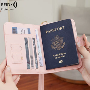 Túi đựng tài liệu Dây di động Giá đỡ tài liệu Bàn chải chống trộm RFID Giá đỡ hộ chiếu du lịch đa chức năng Túi đựng hộ chiếu 6.7