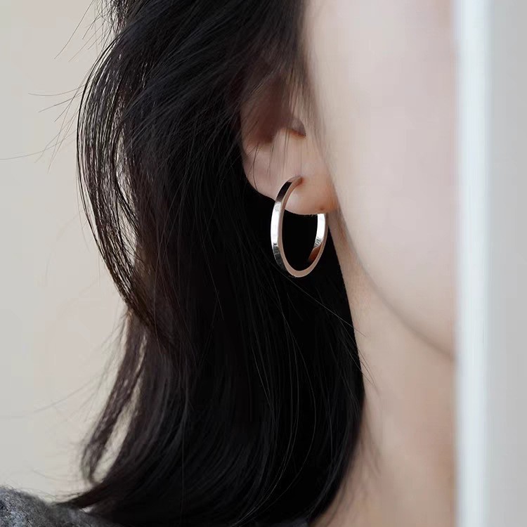 Bông tai vòng nữ thanh lịch tối giản phong cách Pháp