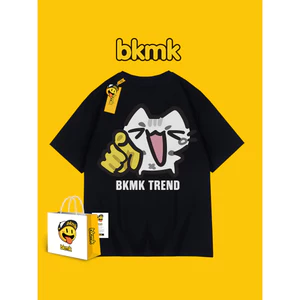 Bkmk Mèo In Hình Mùa Hè Áo Thun Nữ Tay Ngắn Nam Rời Top Plus Kích Thước Hợp Thời Trang 100% Cotton Cao Cấp Phố 0609