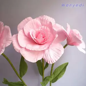WANYEDI Mô Phỏng Hoa Nhánh, Kích Thước Khổng Lồ Chất Liệu Bọt PE Khổng Lồ Hoa Hồng Xốp, Hoa Hồng Treo Tường 30 / 40 / 50cm Hoa Mẫu Đơn Hoa Cưới Phông Nền Trang Trí Đám Cưới Trang Trí Đám Cưới