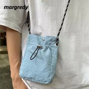 Túi Messenger MARGREDY, Túi Đeo Vai Phong Cách Tối Giản Nhẹ, Túi Điện Thoại Màu Trơn Vải Thời Trang Cho Bé Gái