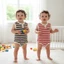 SAMO Bộ đồ liền thân cho bé mùa hè, Bộ đồ liền thân không tay bằng vải Cotton, Bộ đồ liền thân sọc họa tiết thông gió Thiết kế màu trơn Quần áo sơ sinh