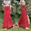 Váy đuôi cá Hàn Quốc màu đỏ lưng cao Retro Tính khí ngọt ngào Mùa hè Phong cách mới Váy ôm hơn