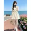 Đầm Vest không tay cổ hẹp sang trọng thời trang dành cho nữ Mùa hè Phong cách mới Cổ chữ V kiểu Pháp có dây buộc Mi