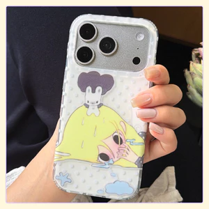 Ốp Điện Thoại Cho iPhone 17 Pro Max 16 15 14 Cô Gái Tóc Vàng Khóc Họa Tiết Mưa Hoạt Hình Bền TPU Mềm Chống Trầy Xước Vỏ Bảo Vệ Chống Sốc