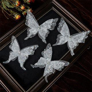 Bộ kẹp tóc hình bướm kim cương đính sequin mới phong cách cổ tích