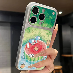 Ốp lưng iPhone Họa tiết da mạ họa tiết dưa hấu mùa hè iPhone 17 16 15 14 13 12 11 Pro Max Plus Max