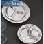<cosyh>304 Stainless Steel Round Compartment Plate Food Tray with Spoon Fork for school