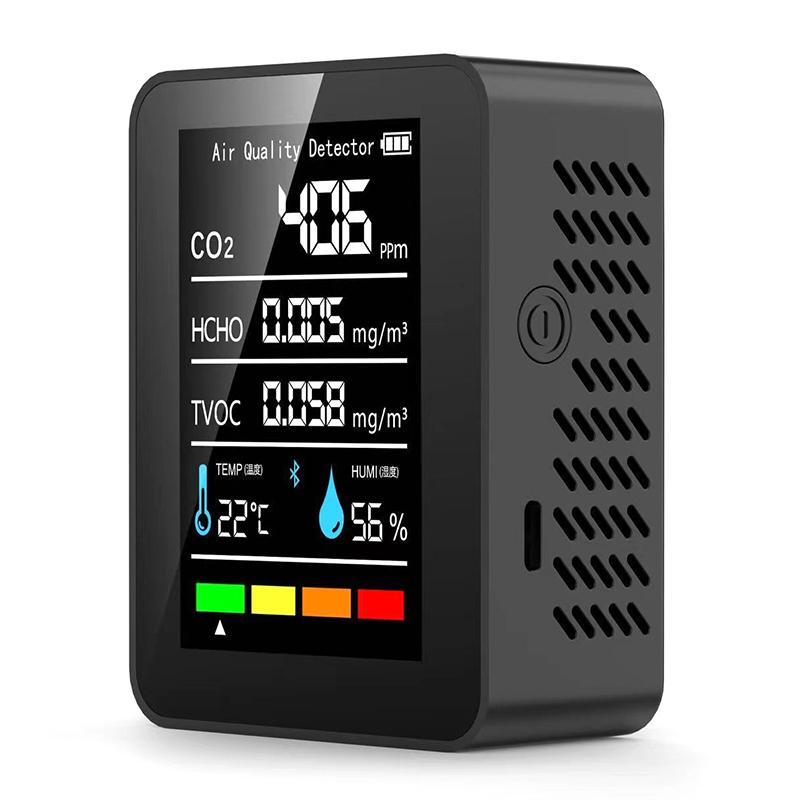 [MAKY] Máy đo CO2 5in1 đa chức năng Máy kiểm tra độ ẩm nhiệt độ kỹ thuật số Carbon Dioxide TVOC HCHO Máy dò chất lượng không khí VN