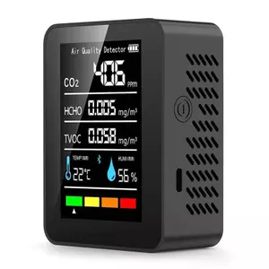 Máy đo CO2 5in1 đa chức năng Máy kiểm tra độ ẩm nhiệt độ kỹ thuật số Carbon Dioxide TVOC HCHO Máy dò chất lượng không khí VN