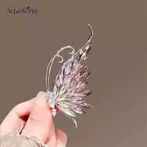 AqToCna Tinh Tế Bướm Trâm Cài Kim Cương Ba Chiều Kẻ Sọc Kim Cương Thời Trang Chân Đa Năng Sáng Bóng Xòa Quần Áo Phụ Kiện AqToCna