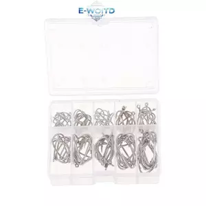 E-WOITD 100 Cái / hộp Móc Câu Thép Carbon Vòng Tròn Đơn Móc Câu Cá Phụ Kiện E-WOITD