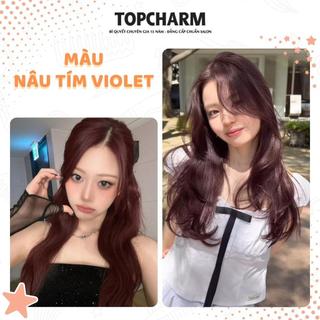 [NHIỀU DƯỠNG] Thuốc nhuộm tóc NÂU TÍM VIOLET phủ bạc tốt Chamis lên màu chuẩn không tẩy tóc tặng bộ dụng cụ