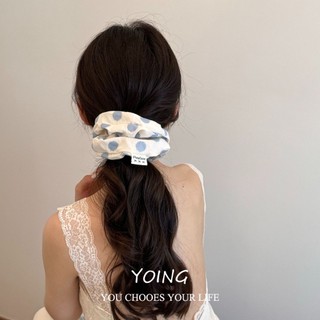 Yoing / Creamy Chấm Bi Scrunchy Dây Buộc Tóc Nữ Ngọt Ngào Cao Cấp Dây Buộc Tóc Sang Trọng Tất Cả Trận Đấu Đuôi Ngựa Đầu Dây Buộc Exqui