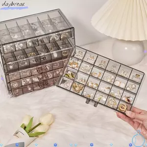 Hộp phân loại trang sức DAYBREAK, Hộp đựng trang sức trong suốt kiểu ngăn kéo Acrylic, Hộp đựng bông tai nhiều lớp dung tích lớn Vòng cổ bông tai