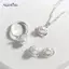 AqToCna Tinh Tế Ngọc Trai Giả Bướm Hoa Bông Tai Nhẫn Nelace Bộ Cưới Cho Nữ Thời Trang Mạ Bạc Cô Dâu Trang Sức Dự Tiệc Quà Tặng AqToCna