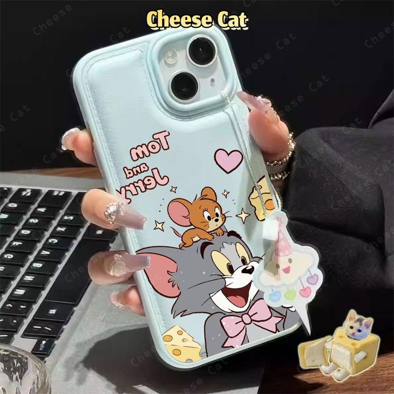 Phô Mai Mèo Chuột Ốp Lưng Điện Thoại iPhone 13 12 14 11 Pro 15 Plus 16 Pro Max Xs Max XR 7Plus 8Plus Hồng Da Điện Thoại