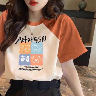 [MIZIQI] Áo thun ngắn tay Cotton nguyên chất nguyên chất dành cho nữ, áo thun nữ dáng rộng cỡ lớn
