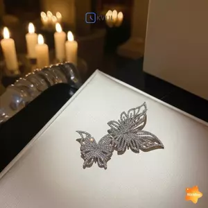 Trâm cài hình bướm đính đá quyến rũ Phụ kiện lấp lánh cho nữ Phong cách đám cưới mới