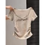 Mỹ Retro Hot Girl Ngắn Slim-fit Slimmer Nhìn Ngắn Tay Áo Thun Nữ Xếp Ly Cong In Hình Tether Top 5.26